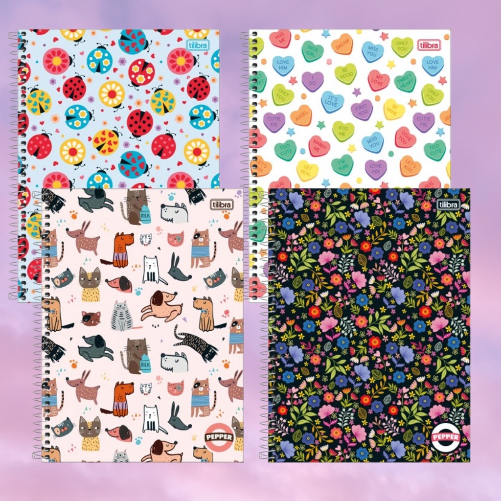 Caderno Tilibra Espiral Capa Dura Universitário 1 Matéria Pepper 80 Folhas Feminino