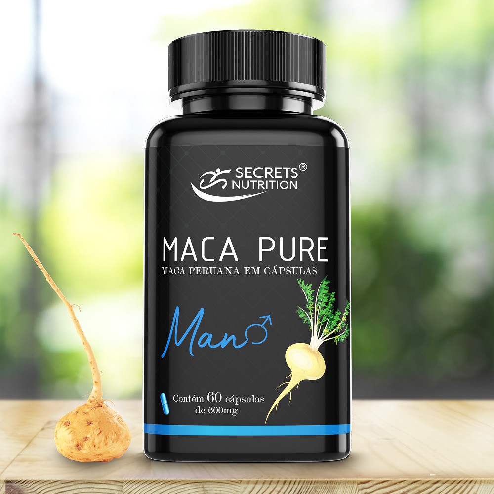 Maca Peruana para  o Homem Pure man Secrets Nutrition aumenta libido disposição fisica mental energia materia prima importada do peru qualidade garantida