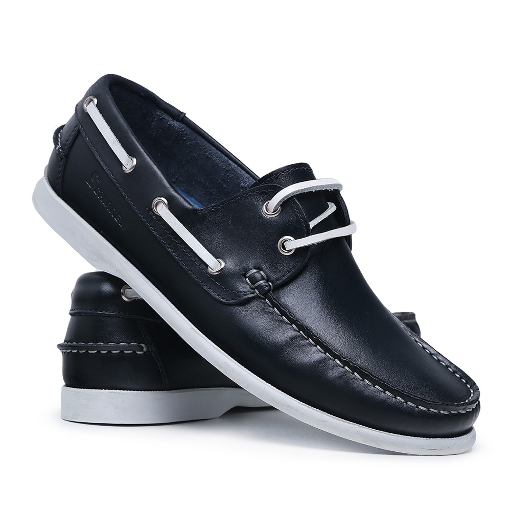 Mocassim Masculino Dockside Viena 606 Azul Petróleo Conforto Drive Couro Legítimo Solado Borracha