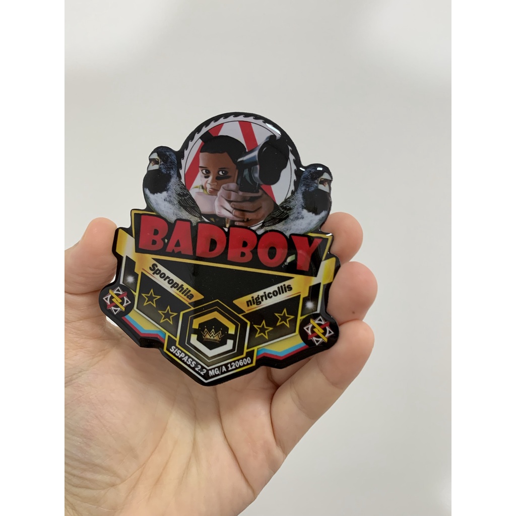 Placa personalizada para gaiola de pássaro; bad boy b, placa para coleiro, placa de trinca ferro, placa de azulão, placa de curió, placa de tiziu, placa para galo de campina, placa para caboclinho, placa para sibite, placa para todas espécies de pássaros