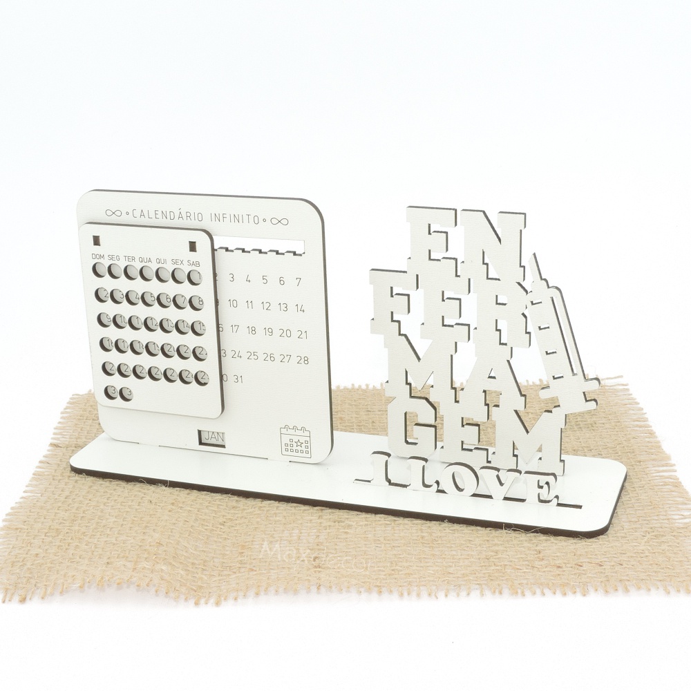 5 Calendário Infinito Personalizado Mdf Branco - Enfermagem