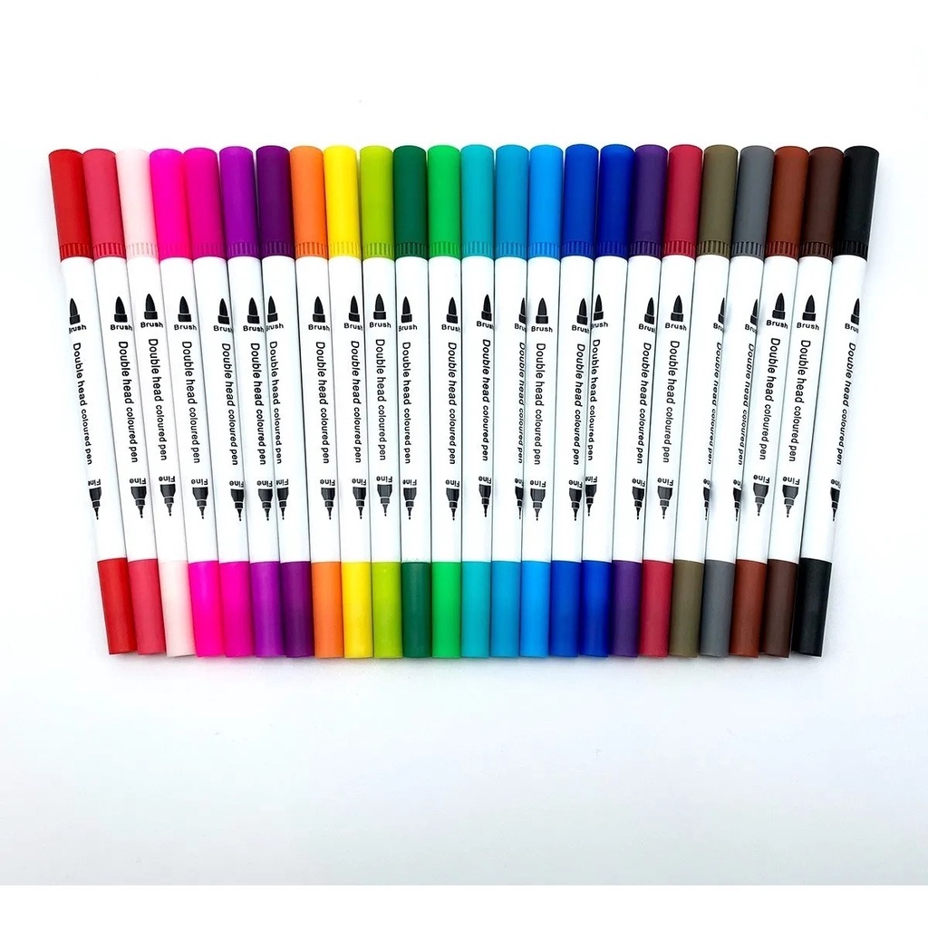 Kit Cores Canetas Coloridas Dupla Pontas Fineliner E Brush Pen Shopee Brasil