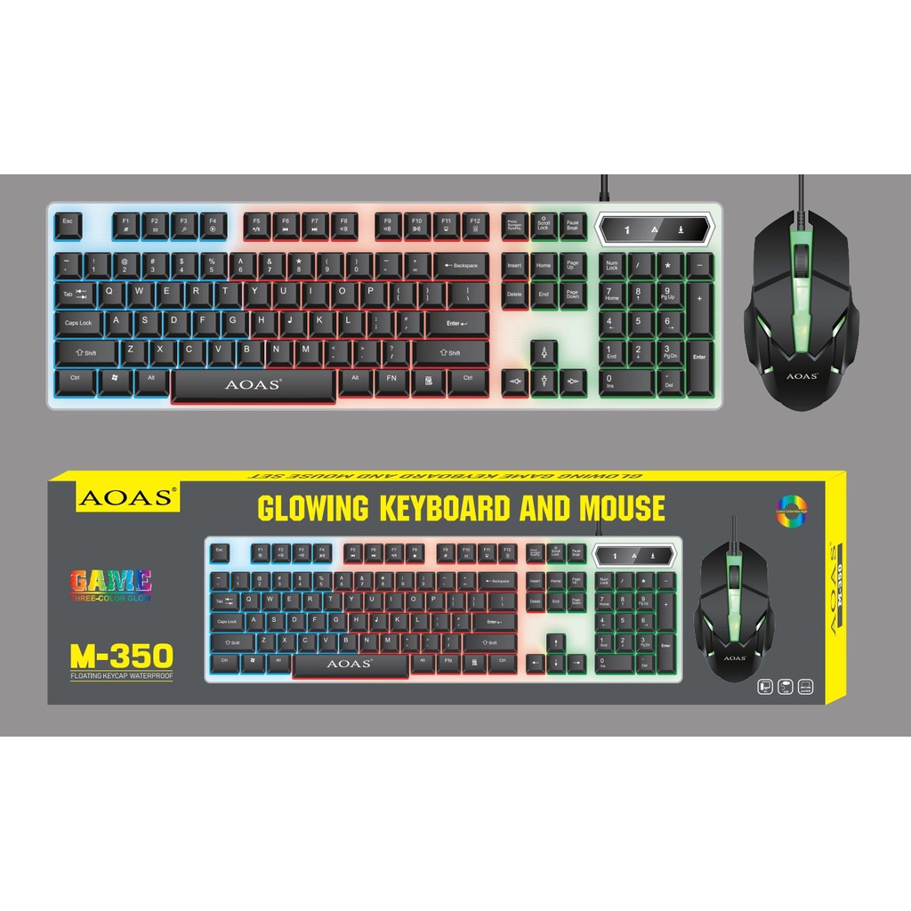 Kit Teclado Gamer RGB com Mouse Semi Mecanico M-350 com Led