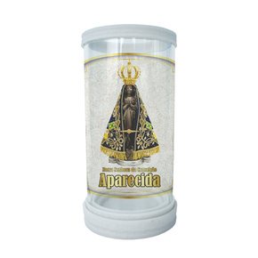 Porta Vela em Vidro e Mármore Nossa Senhora Aparecida 18cm