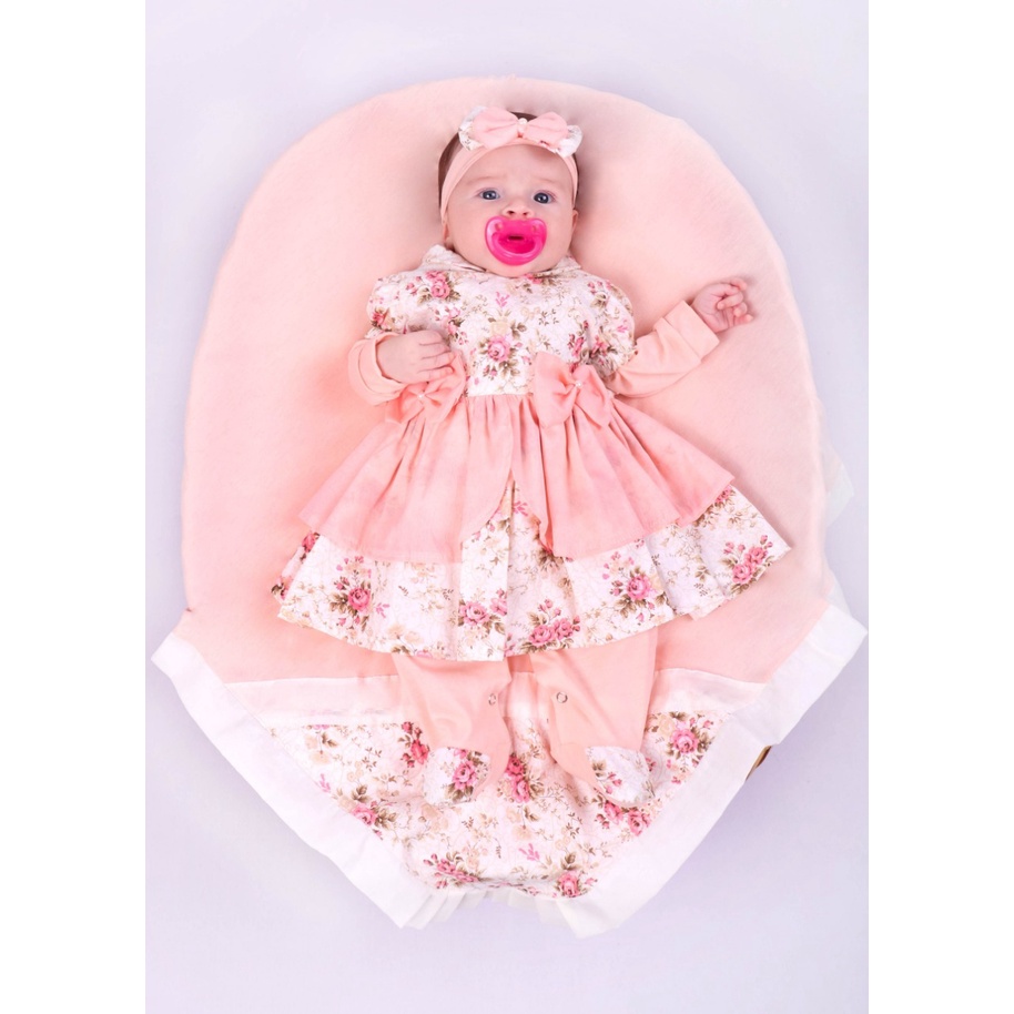 Saida De Maternidade Para Bebê Menina Enxoval Roupas Para Bebê Amanda - 4 Peças