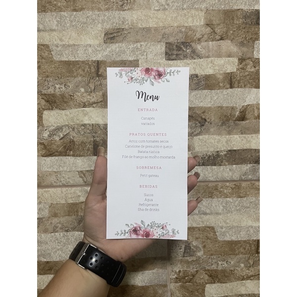 Menu cardápio para casamento personalizado