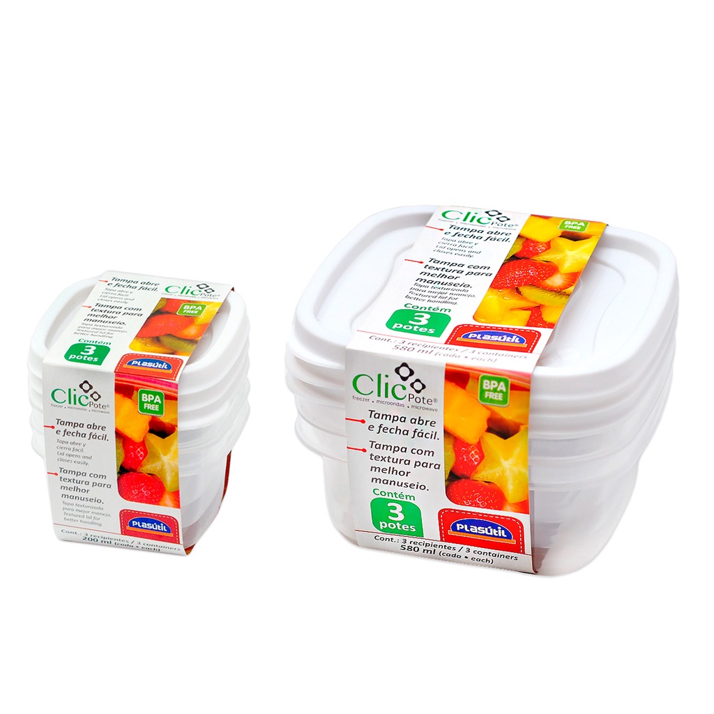 6 Potes plástico com tampa 200ml 580ml para mantimentos Vasilha marmita tapoer tapuer tapware tapawer tupperware