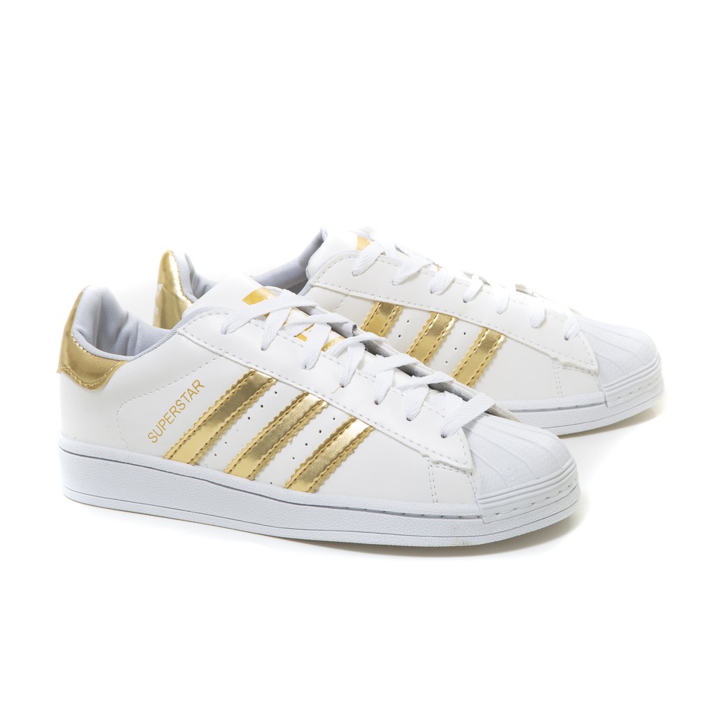 tenis adidas superstar branco com dourado