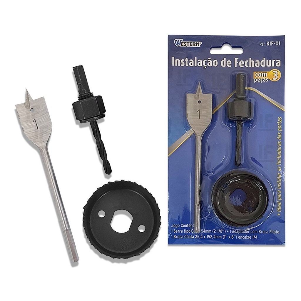 Kit Jogo Instalação Fechadura Broca Chata - Home & Living