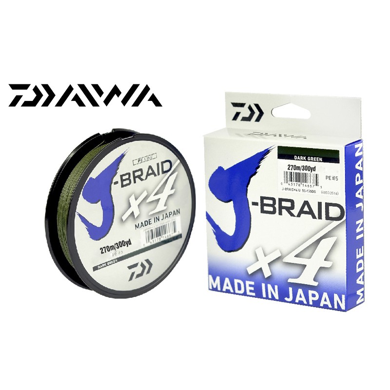 Linha Multifilamento Daiwa J-Braid X4U Dark Green - 270m