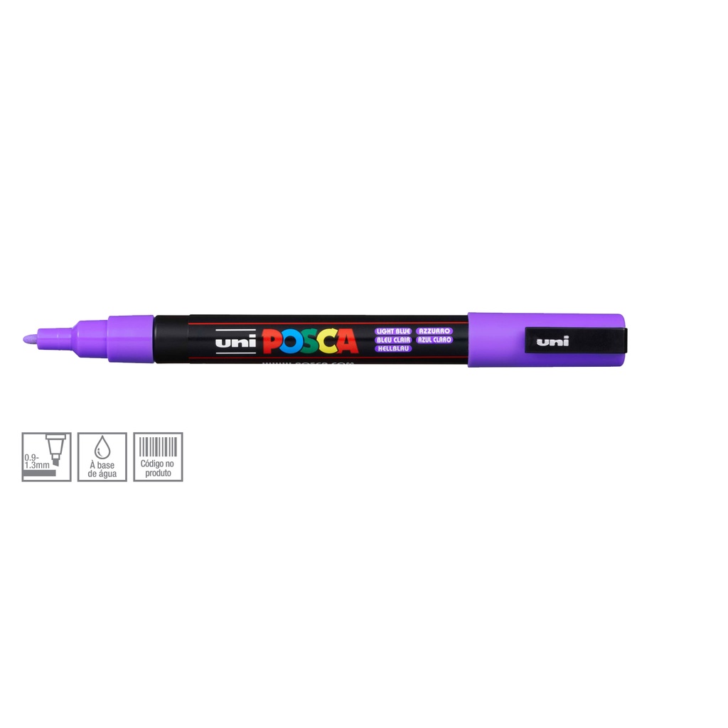 Caneta Posca Uni Ball PC-3M Ponta Cónica Extra Fina em Poliéster 1,5 mm - Cor: Lilac
