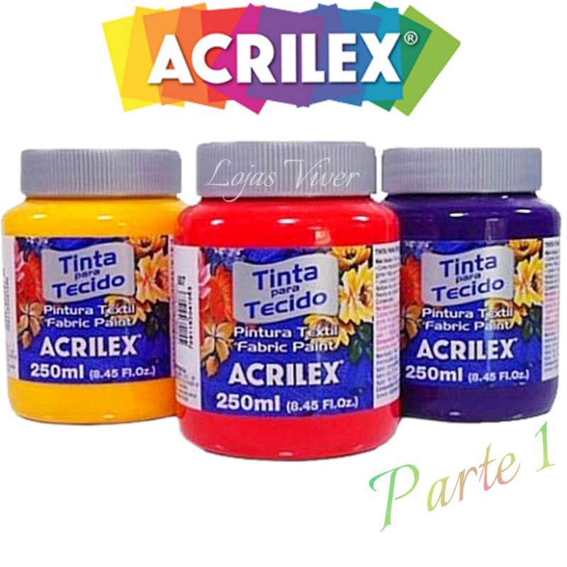 Tinta para Tecido 250ml - Acrilex (Parte 1) em Oferta na Shopee