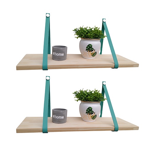 kit 2 Prateleiras madeira pinus decoração quarto sala home office quarto bebe couro legitimo verde tiffany