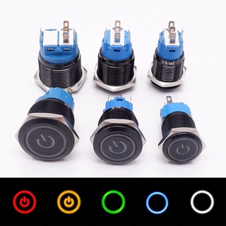 16mm 19mm 22mm Oxidação Black Metal Botão Interruptor De Bloqueio À Prova D