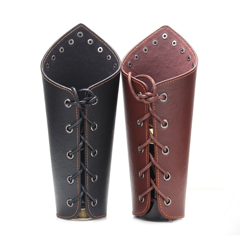 1PCS Novo Punk Men's Wide Leather Wax Rope Knight Bracers Moda Marrom/Jóias Pretas em Oferta na Shopee