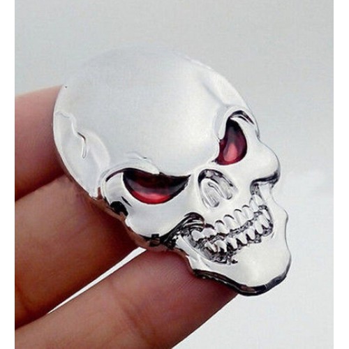 Emblema DECORATIVO Caveira Cromado Adesivo Decorativo Metal Cranio DECORATIVO