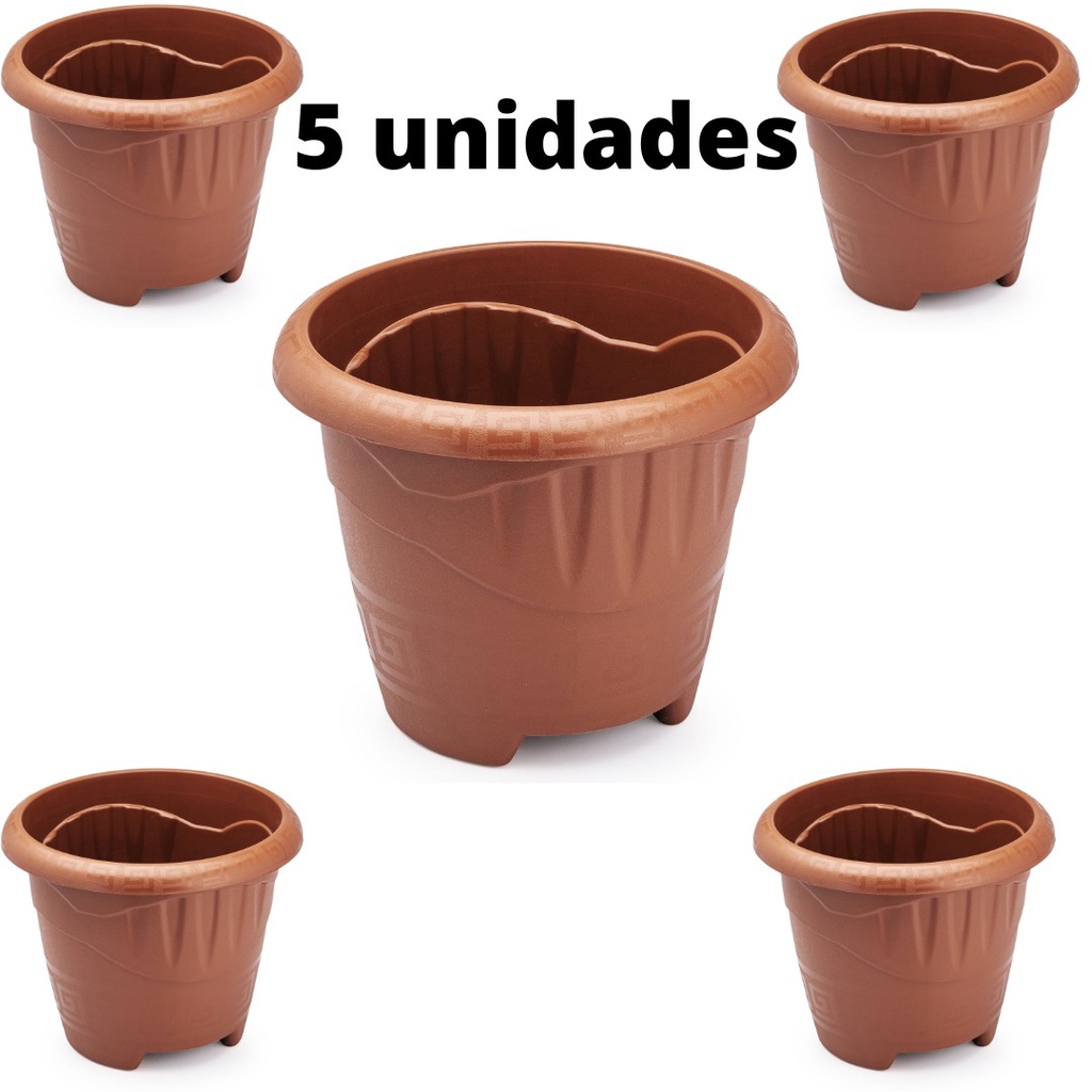 Kit 5 Vasos Redondo Resistente 5L Mudas Hortaliças Casa Jardim Ervas Suculentas Flores Plantas Horta em Oferta na Shopee