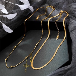 Colar Feminino Curto De Corrente De Cobra De Aço Inoxidável Camada Dupla