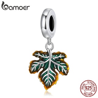 Bamoer Pulseira Com Pingente De Folha De Bordo Prata 925/Acessório De Moda Para Diy SCC2176