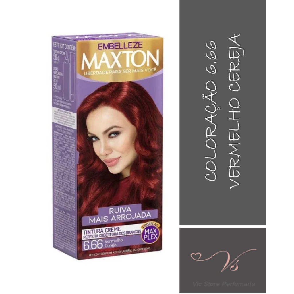 Tintura em Creme Maxton - 6.66 Vermelho Cereja