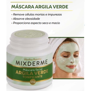 Máscara Facial Argila Verde Tonificante Mixderme - Abelha Rainha 55g