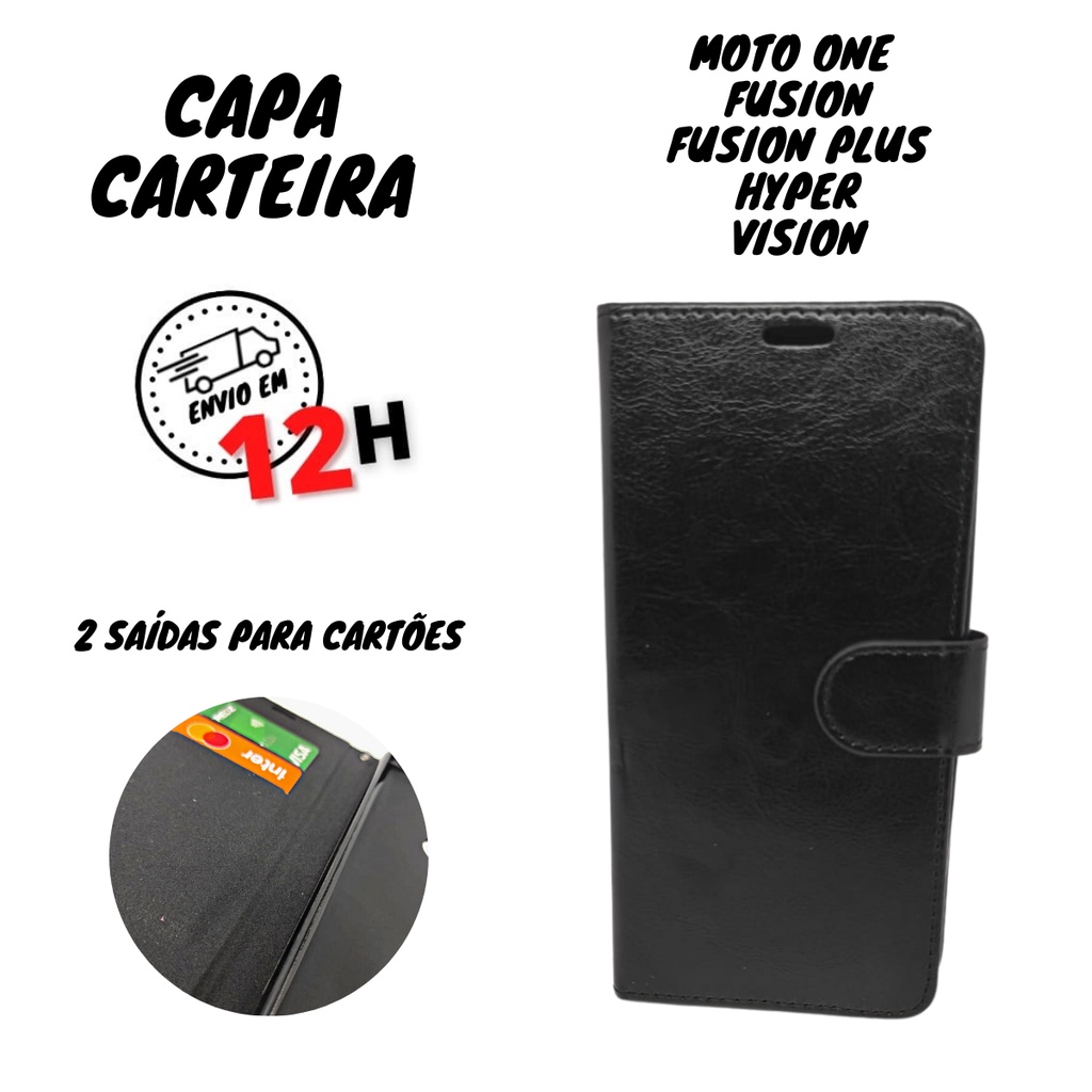 Capa Carteira Capinha Moto One Fusion Vision Hyper Fusion Plus Case Anti Impacto Courino Flip