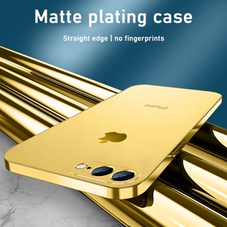 Capa de Silicone fosco de luxo para eletrodeposição quadrada iPhone 7 Plus Capa de Silicone fosco Proteção da lente Capa de Silicone Ultra-fina Anti-impressão digital Capa macia de Silicone iPhone 6 6s 7 8 Plus SE 2020 Borda reta Capa de proteção da lente