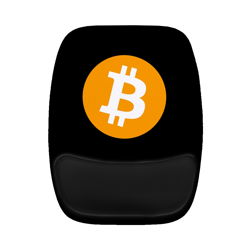Mouse Pad Ergonomico Retangular Preto Bitcoin Moeda