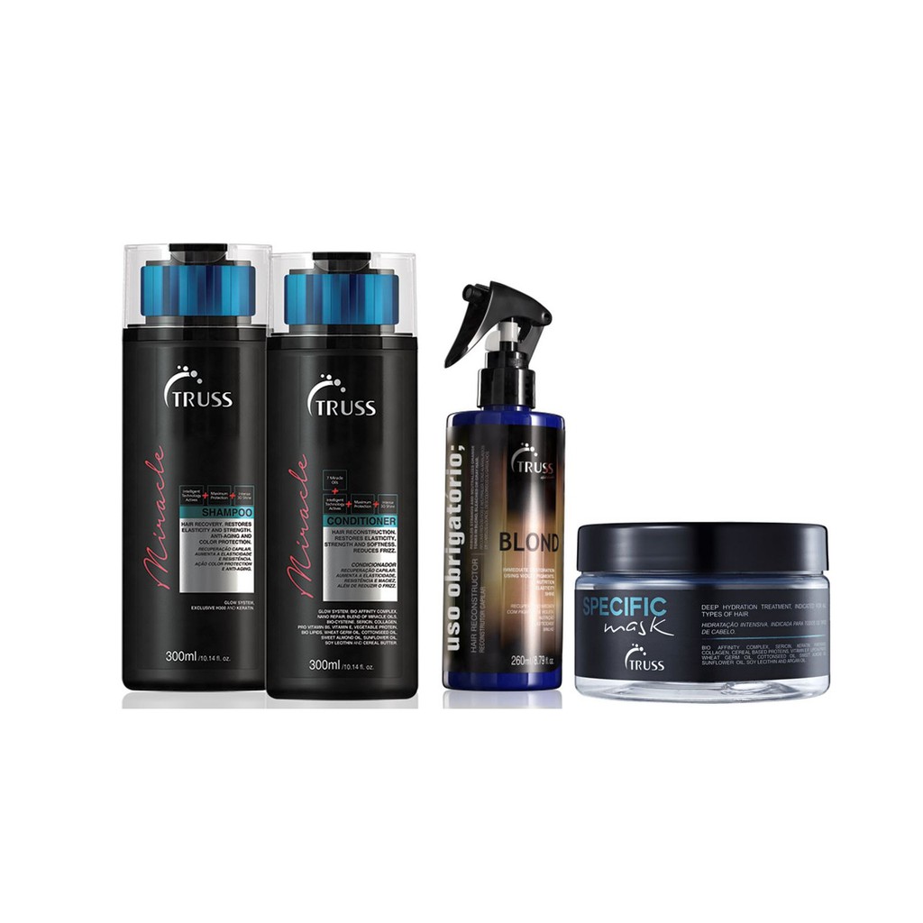 Truss Miracle Shampoo e Condicionador e Máscara Specific e Uso Obrigatório Blond