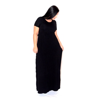 Finelylove Spring Dress Plus Size Casual Summer Dresses V-Neck Solid Short  Sleeve Shirt Dress Black