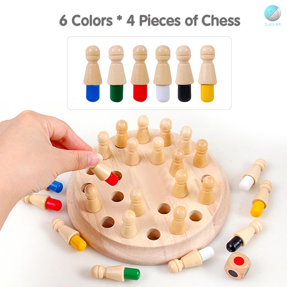 OLA Wooden Memory Matchstick Chess Game with Dice Colorful Wood Memory Chess  Educational Toys Color Cognition for Kindergarte | Shopee Brasil