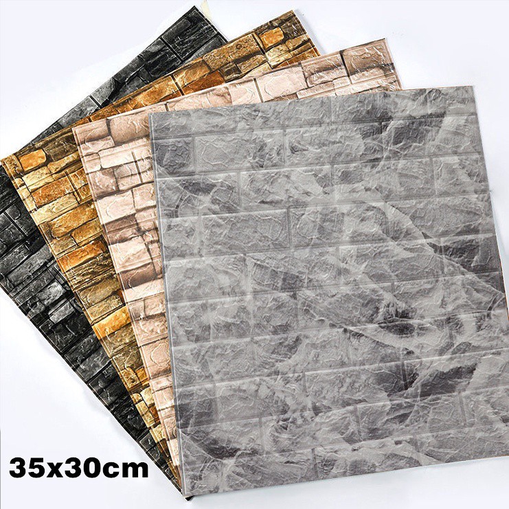 Papel de parede 3d tijolo  espuma Adesivo  de parede infantil Autocolante Self-adhesive em Oferta na Shopee