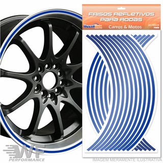 Adesivo Friso Refletivo Roda Carro Moto 7mm Azul Universal