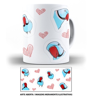 Caneca ring neck amo pássaros Periquito-de-colar varias cores