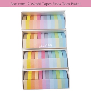Kit 12 Pcs Washi Tapes Tom Pastel em Oferta na Shopee