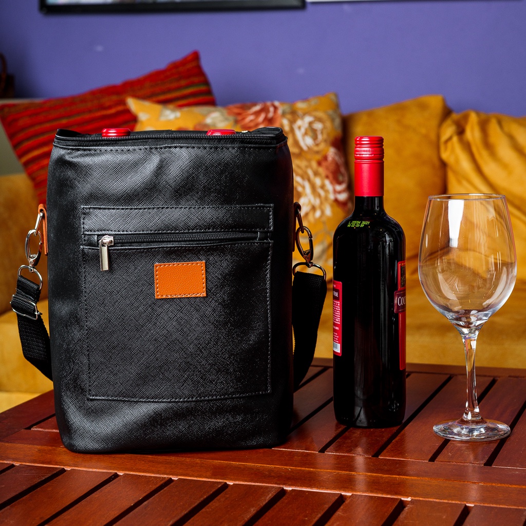 Bolsa Térmica Wine Bag Porta Vinho 4 Garrafas Ou 2 Garrafas e 2 Taças ...