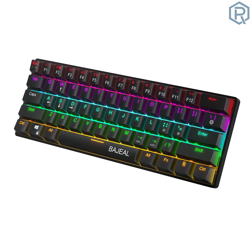 Bajeal Teclado Mecânico Com Fio Compacto Com 61 Teclas Ponta Dupla Para ...