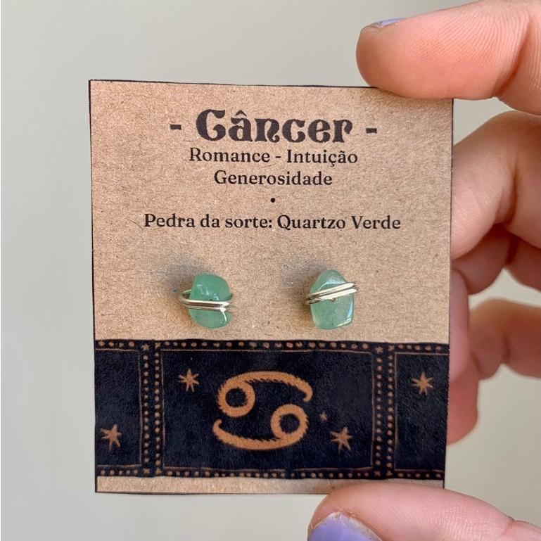 Imagem Par de Brincos Signo Câncer - Quartzo Verde