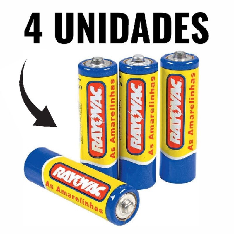 Pilha Rayovac AA Amarelinha (4 Unidades) - Ideal para Controle Remoto, Calculadora e Dispositivos Pequenos