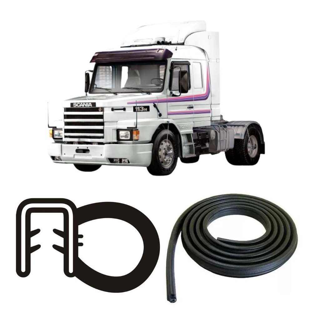 BORRACHA DE PORTA DIANTEIRA PRETA SEM ABA SCANIA T112/142