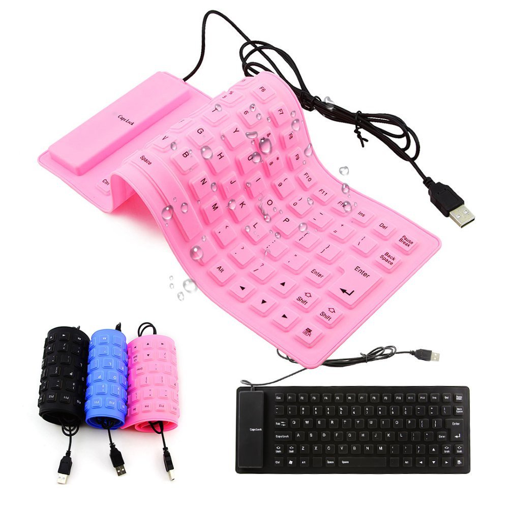 Teclado USB Mudo Dobrável À Prova D'água 85 Teclas De Silicone Flexível Macio De Poeira Roll Up Teclados Para PC Notebook Computador Portátil