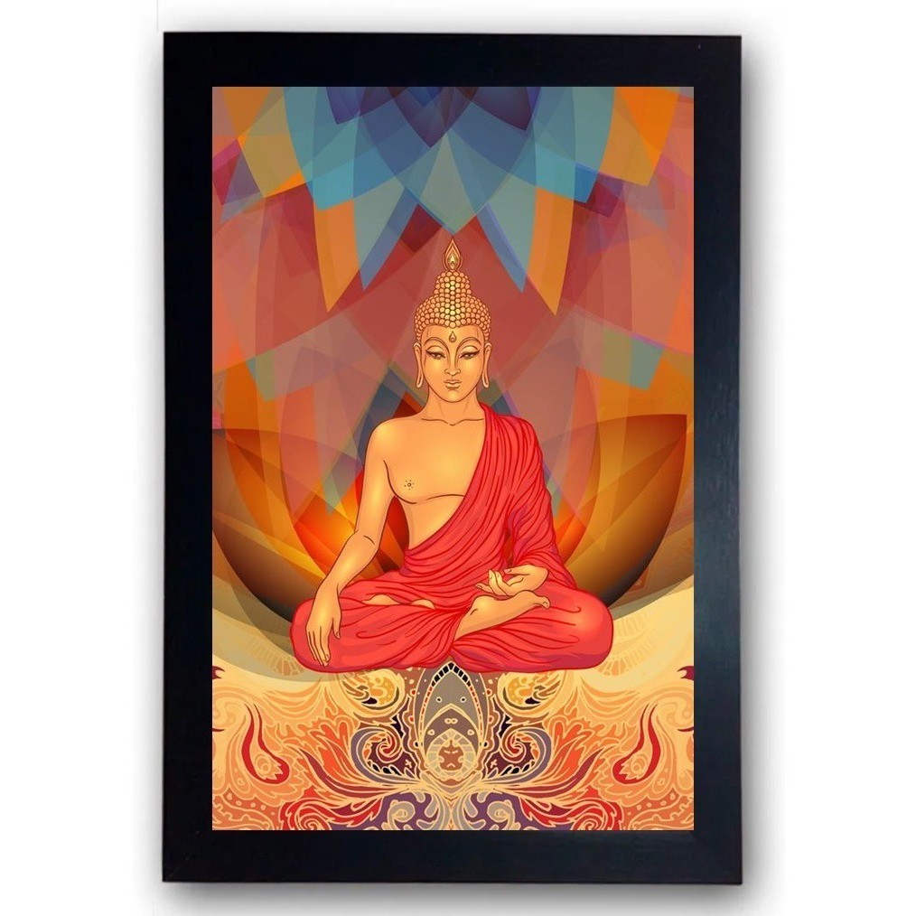 Quadro Decorativo De Buda Moldurado A4 Cm Cod.6