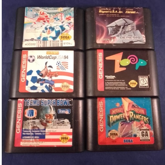 Jogos Mega Drive Originais Mighty Morphin Power Rangers Zoop Tecmo Super Bowl Heavy Nova World Cup USA 94 HIT The ICE