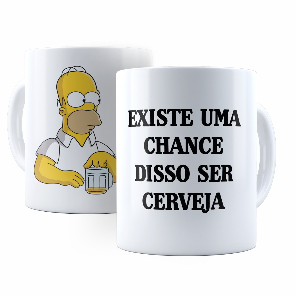 Caneca Personalizada Existe Uma Chance Disso Ser Cerveja Homer Simpson de Porcelana