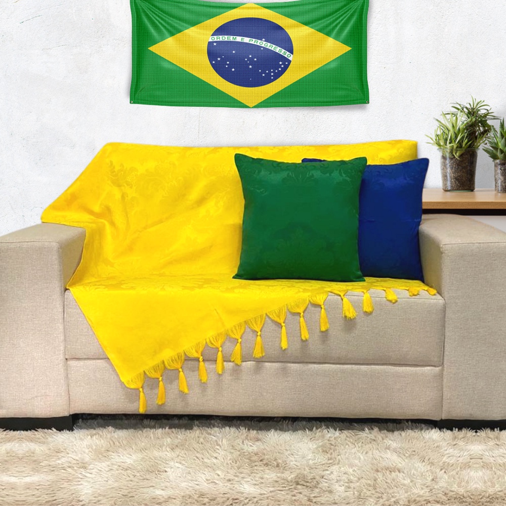 Kit Manta Xale Protetora para Sofá Decorativa Futebol Copa do Mundo Brasil  + 4 Capas de Almofada | Shopee Brasil