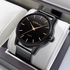 CRRJU Relógios Masculinos Moda Simples Ultrafino Casual Aço Inoxidável Quartzo Analógico À Prova D'água 2117 XM