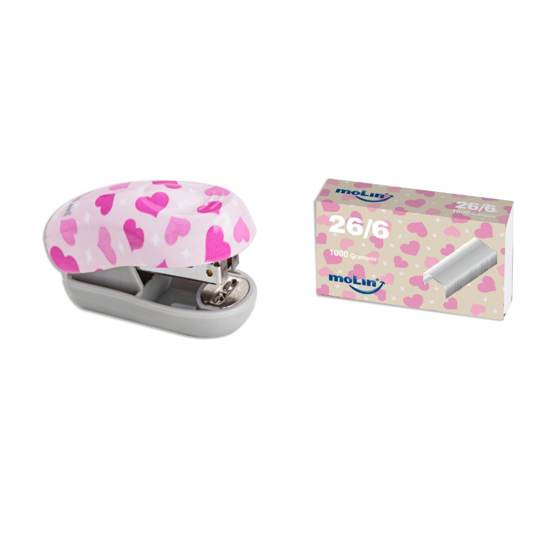 Grampeador Mini MOLIN Love Heart + 1000 Grampos