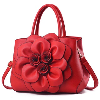 Novas Mulheres De Couro Bolsa De Ombro Flores Bordados Messenger Bags Grande Capacidade Totes