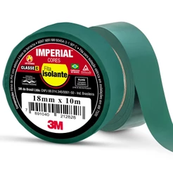 Fita Isolante Verde 10 Metros x 18mm Imperial Cores Uso Geral 3M