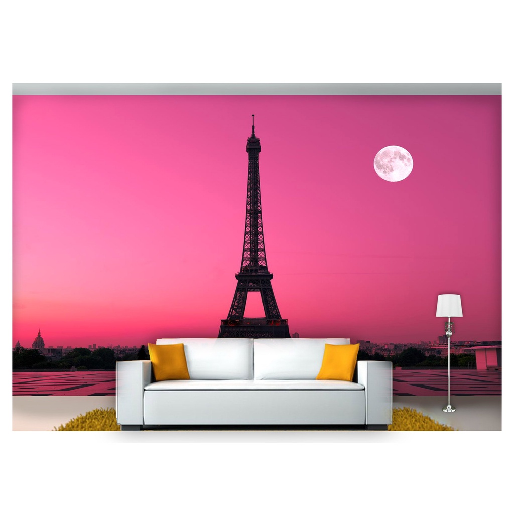 papel de parede Lua Cheia Paris céu Eiffel 3D 6m² LUA27